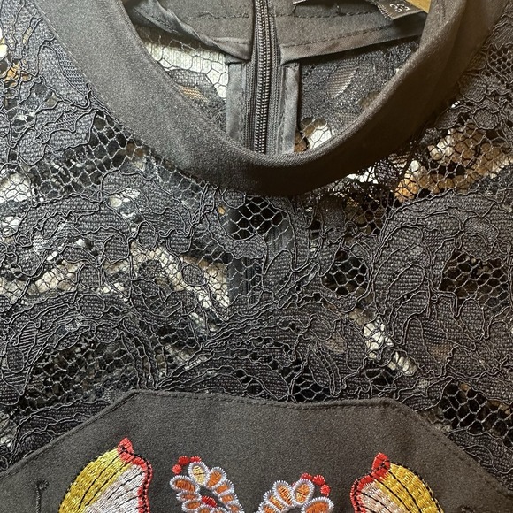 C'Fait Pour Vous , Made In France Dress 38, Embroidered Lace Detail Black Dress - Picture 7 of 13